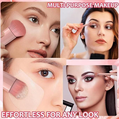 5 in 1 Makeup Brush Set with Mirror Case